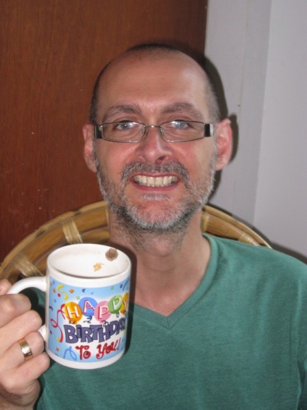My birthday mug shot - not my best picture or joke but there you go...